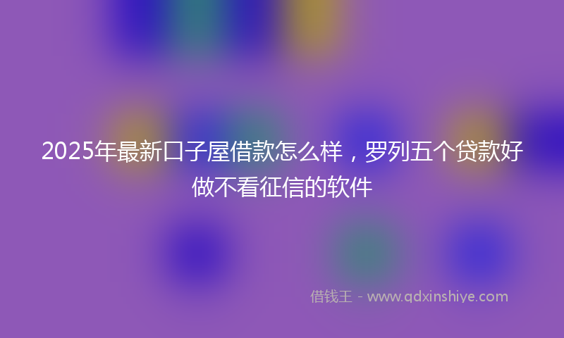 2025年最新口子屋借款怎么样，罗列五个贷款好做不看征信的软件