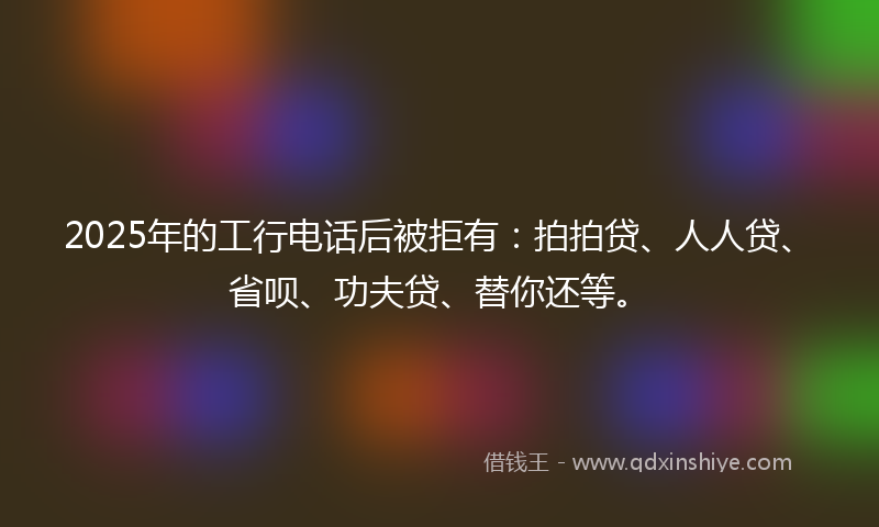 2025年的工行电话后被拒有：拍拍贷、人人贷、省呗、功夫贷、替你还等。
