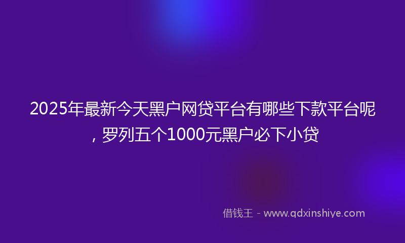 2025年最新今天黑户网贷平台有哪些下款平台呢，罗列五个1000元黑户必下小贷