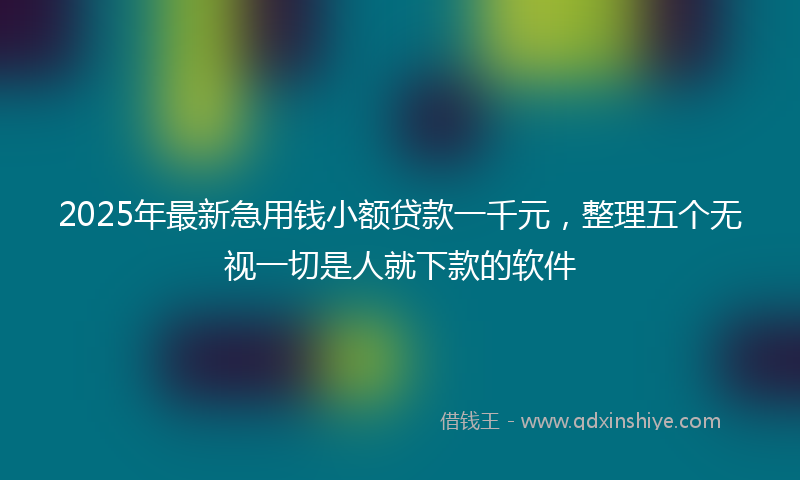 2025年最新急用钱小额贷款一千元，整理五个无视一切是人就下款的软件