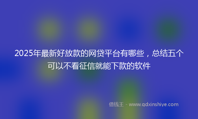 2025年最新好放款的网贷平台有哪些，总结五个可以不看征信就能下款的软件