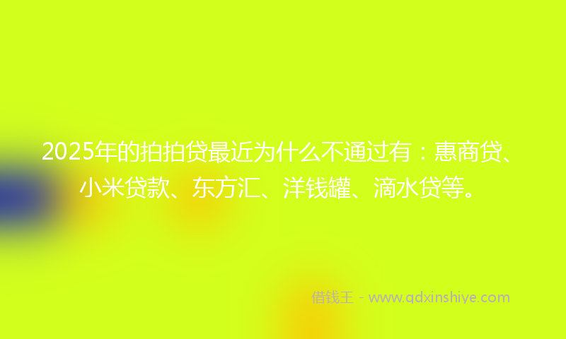 2025年的拍拍贷最近为什么不通过有：惠商贷、小米贷款、东方汇、洋钱罐、滴水贷等。