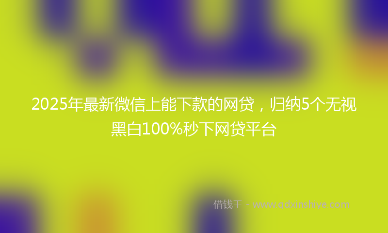 2025年最新微信上能下款的网贷，归纳5个无视黑白100%秒下网贷平台