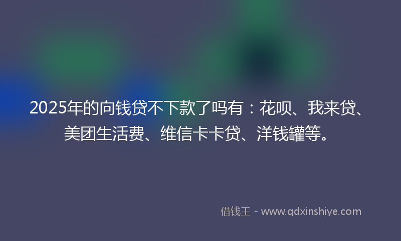 2025年的向钱贷不下款了吗有：花呗、我来贷、美团生活费、维信卡卡贷、洋钱罐等。
