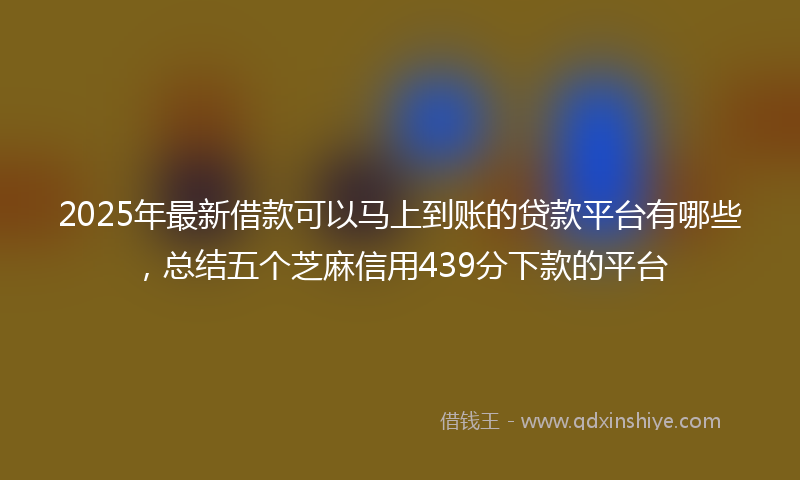2025年最新借款可以马上到账的贷款平台有哪些，总结五个芝麻信用439分下款的平台