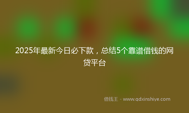 2025年最新今日必下款，总结5个靠谱借钱的网贷平台