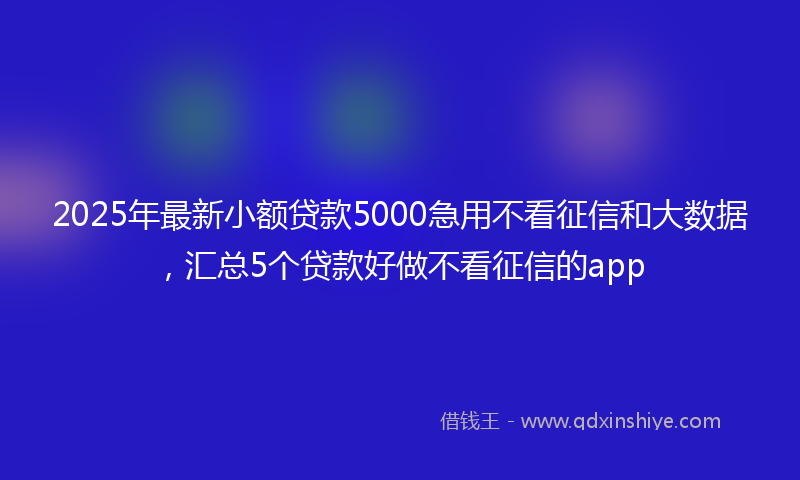 2025年最新小额贷款5000急用不看征信和大数据，汇总5个贷款好做不看征信的app