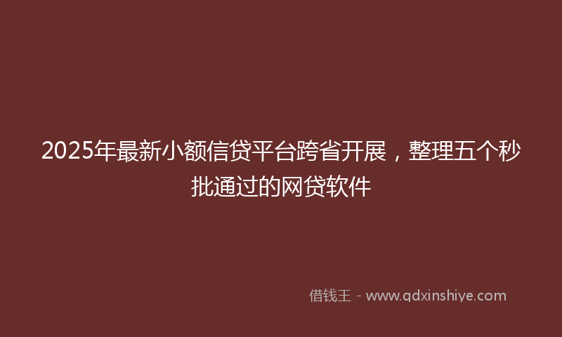 2025年最新小额信贷平台跨省开展，整理五个秒批通过的网贷软件