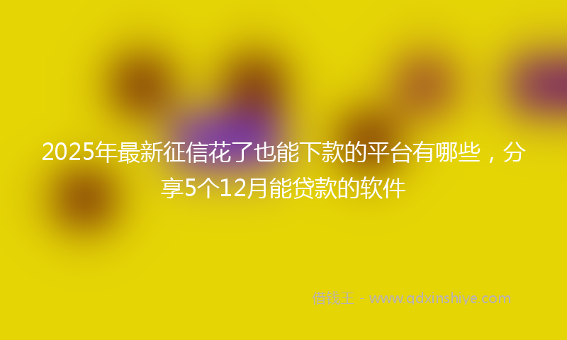 2025年最新征信花了也能下款的平台有哪些，分享5个12月能贷款的软件