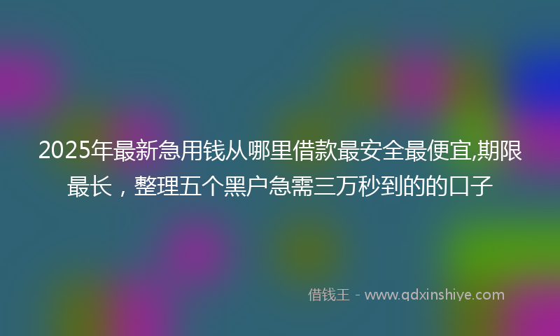 2025年最新急用钱从哪里借款最安全最便宜,期限最长，整理五个黑户急需三万秒到的的口子