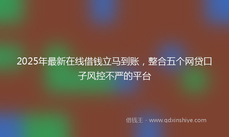 2025年最新在线借钱立马到账，整合五个网贷口子风控不严的平台