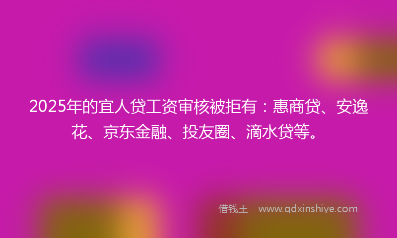 2025年的宜人贷工资审核被拒有：惠商贷、安逸花、京东金融、投友圈、滴水贷等。