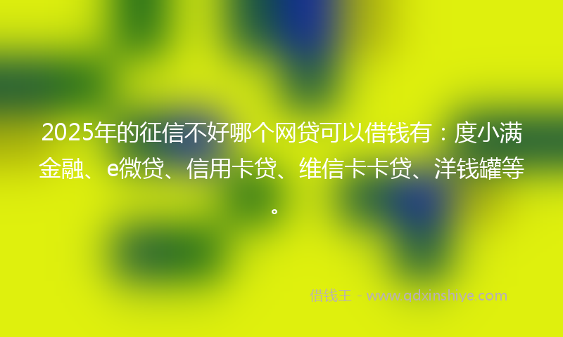 2025年的征信不好哪个网贷可以借钱有：度小满金融、e微贷、信用卡贷、维信卡卡贷、洋钱罐等。