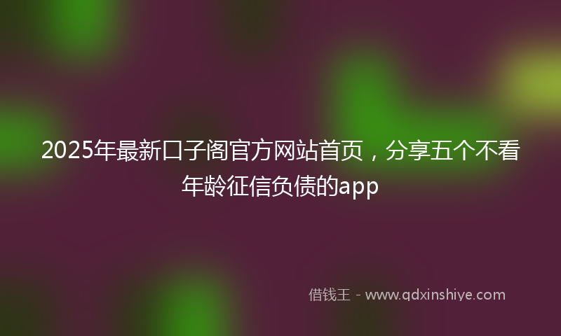 2025年最新口子阁官方网站首页，分享五个不看年龄征信负债的app