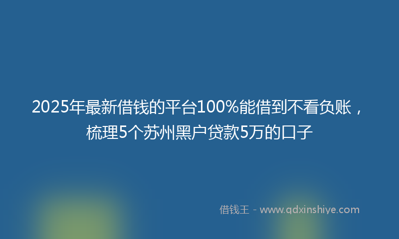 2025年最新借钱的平台100%能借到不看负账，梳理5个苏州黑户贷款5万的口子