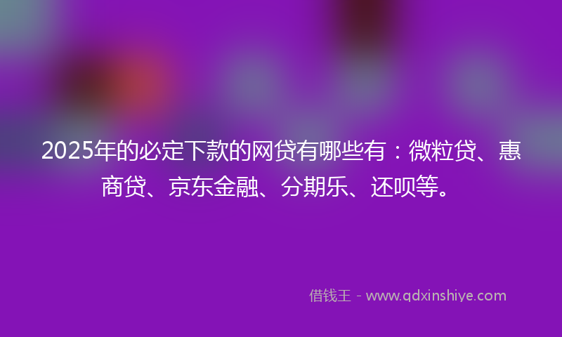 2025年的必定下款的网贷有哪些有：微粒贷、惠商贷、京东金融、分期乐、还呗等。