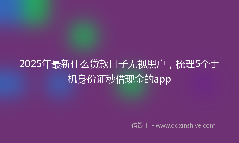 2025年最新什么贷款口子无视黑户，梳理5个手机身份证秒借现金的app