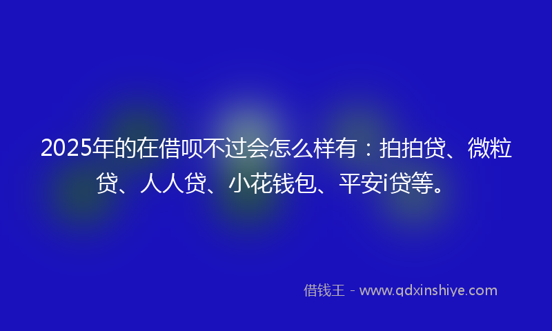 2025年的在借呗不过会怎么样有：拍拍贷、微粒贷、人人贷、小花钱包、平安i贷等。