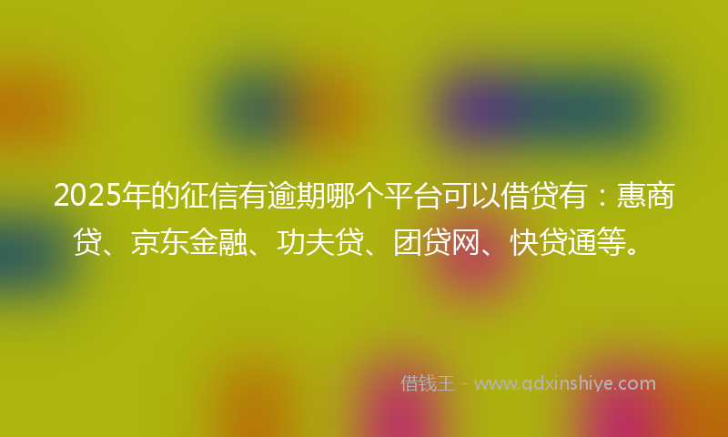 2025年的征信有逾期哪个平台可以借贷有：惠商贷、京东金融、功夫贷、团贷网、快贷通等。