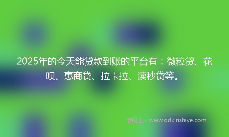 2025年的今天能贷款到账的平台有：微粒贷、花呗、惠商贷、拉卡拉、读秒贷等。