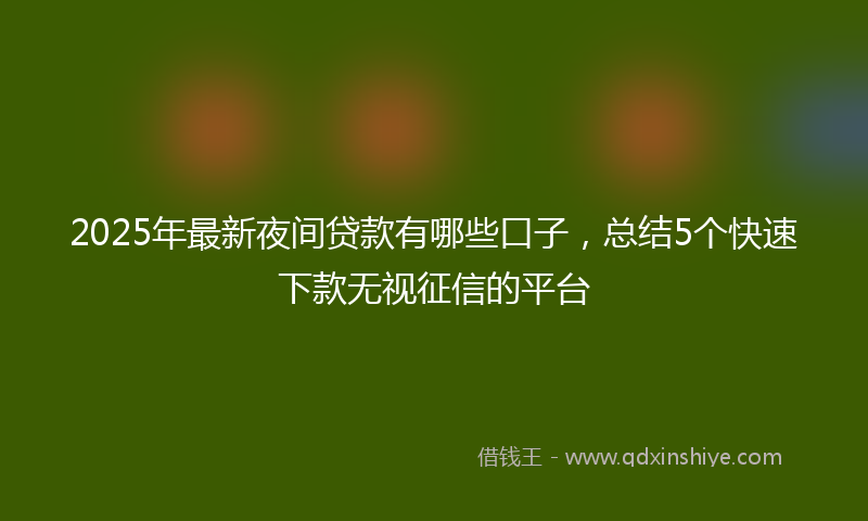 2025年最新夜间贷款有哪些口子，总结5个快速下款无视征信的平台