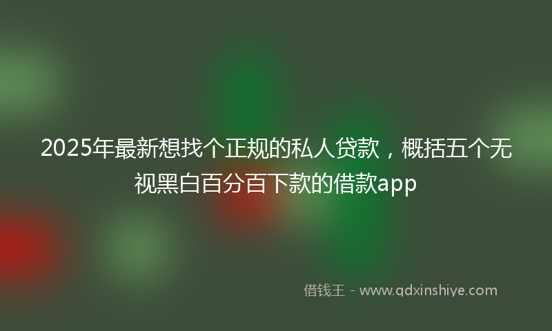 2025年最新想找个正规的私人贷款，概括五个无视黑白百分百下款的借款app