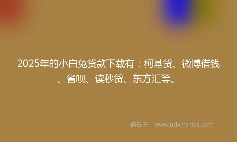 2025年的小白兔贷款下载有：柯基贷、微博借钱、省呗、读秒贷、东方汇等。