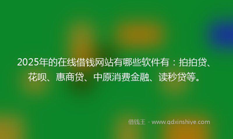 2025年的在线借钱网站有哪些软件有：拍拍贷、花呗、惠商贷、中原消费金融、读秒贷等。