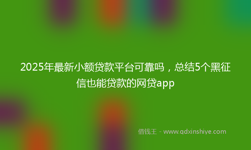 2025年最新小额贷款平台可靠吗，总结5个黑征信也能贷款的网贷app