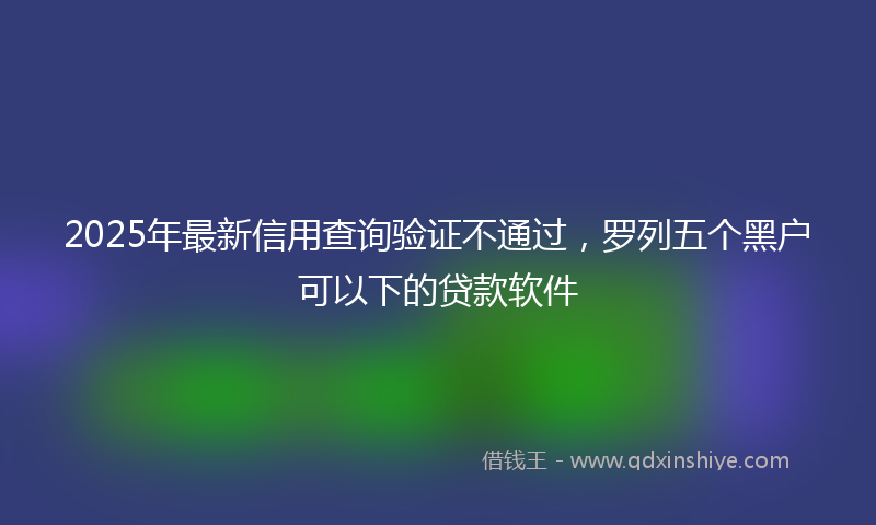 2025年最新信用查询验证不通过，罗列五个黑户可以下的贷款软件