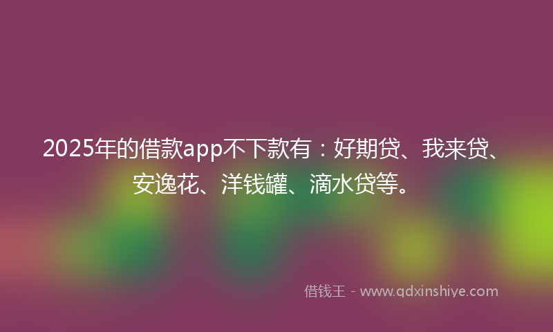 2025年的借款app不下款有：好期贷、我来贷、安逸花、洋钱罐、滴水贷等。