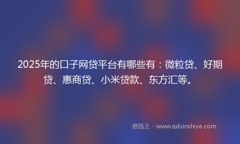 2025年的口子网贷平台有哪些有：微粒贷、好期贷、惠商贷、小米贷款、东方汇等。