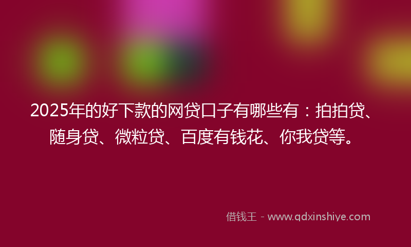 2025年的好下款的网贷口子有哪些有：拍拍贷、随身贷、微粒贷、百度有钱花、你我贷等。