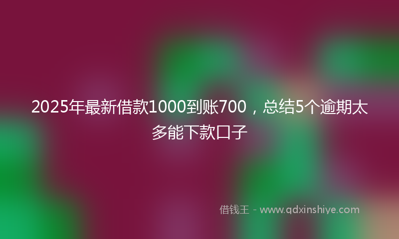2025年最新借款1000到账700，总结5个逾期太多能下款口子