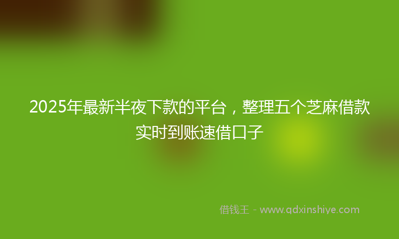2025年最新半夜下款的平台，整理五个芝麻借款实时到账速借口子
