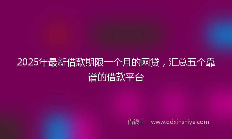 2025年最新借款期限一个月的网贷，汇总五个靠谱的借款平台