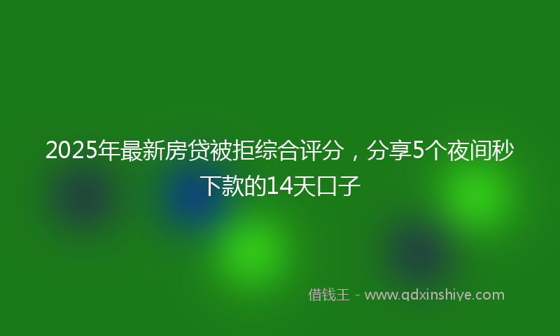 2025年最新房贷被拒综合评分，分享5个夜间秒下款的14天口子