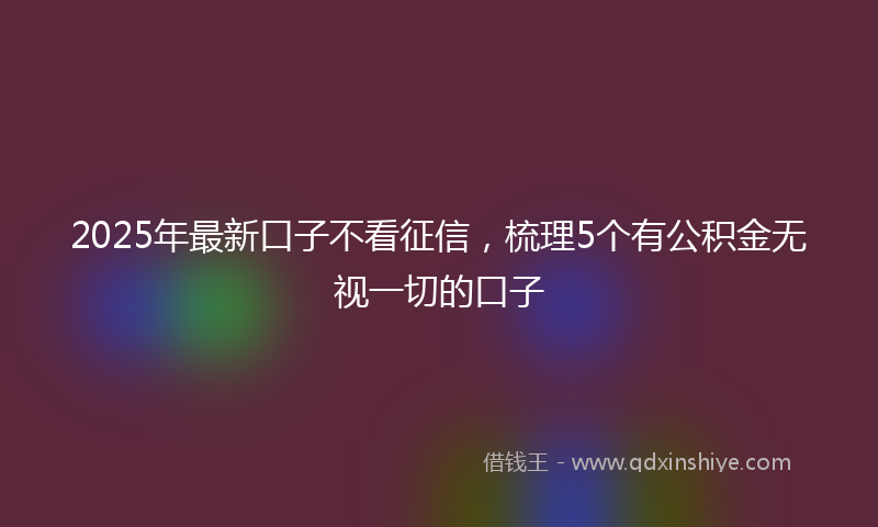 2025年最新口子不看征信，梳理5个有公积金无视一切的口子