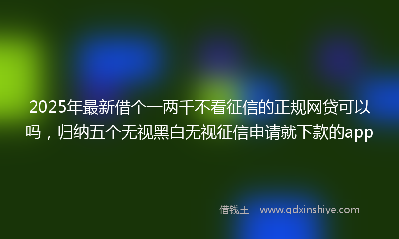 2025年最新借个一两千不看征信的正规网贷可以吗，归纳五个无视黑白无视征信申请就下款的app
