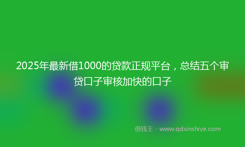 2025年最新借1000的贷款正规平台，总结五个审贷口子审核加快的口子