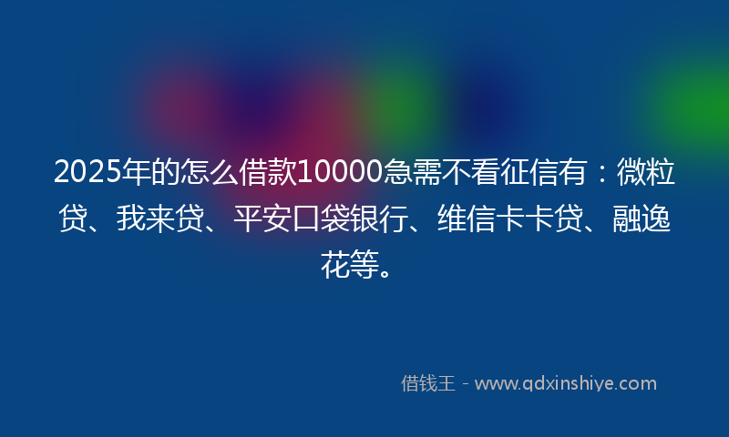 2025年的怎么借款10000急需不看征信有：微粒贷、我来贷、平安口袋银行、维信卡卡贷、融逸花等。