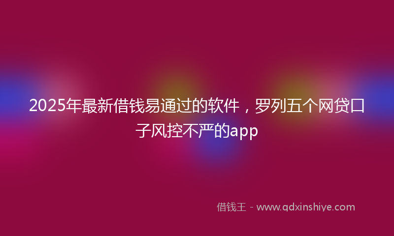 2025年最新借钱易通过的软件，罗列五个网贷口子风控不严的app