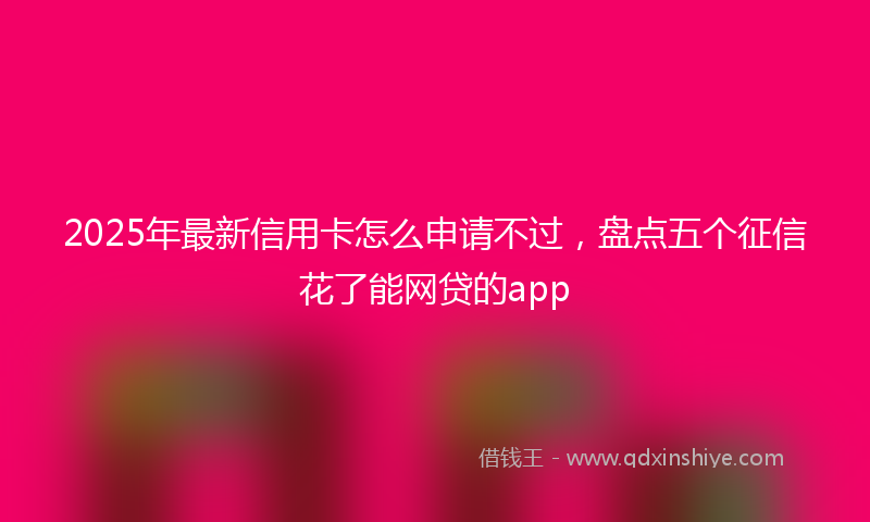 2025年最新信用卡怎么申请不过，盘点五个征信花了能网贷的app