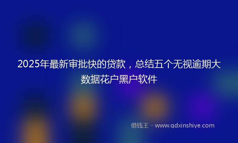 2025年最新审批快的贷款，总结五个无视逾期大数据花户黑户软件