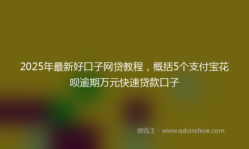 2025年最新好口子网贷教程，概括5个支付宝花呗逾期万元快速贷款口子