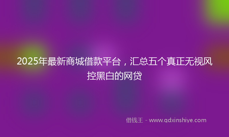 2025年最新商城借款平台，汇总五个真正无视风控黑白的网贷