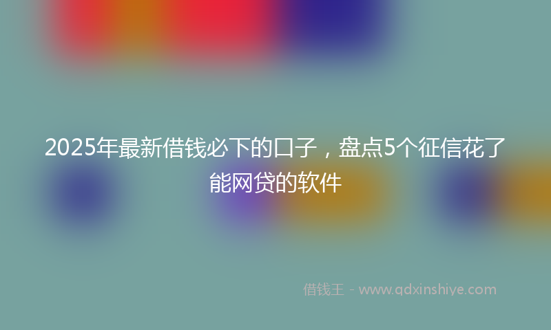 2025年最新借钱必下的口子，盘点5个征信花了能网贷的软件