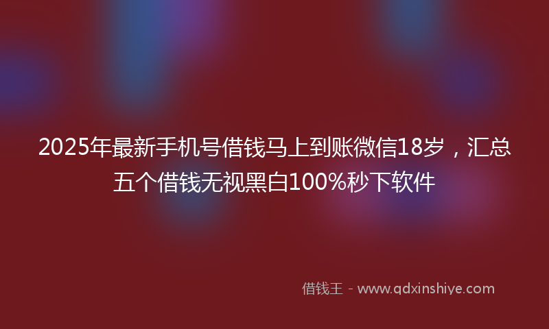2025年最新手机号借钱马上到账微信18岁，汇总五个借钱无视黑白100%秒下软件