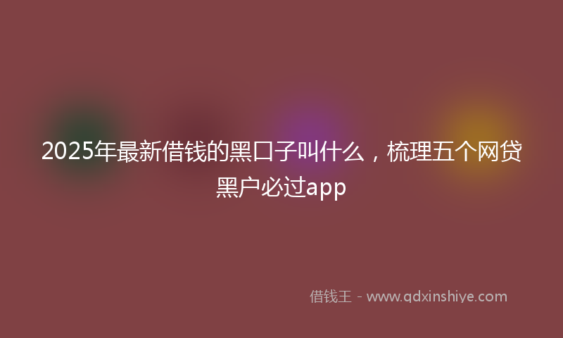 2025年最新借钱的黑口子叫什么，梳理五个网贷黑户必过app