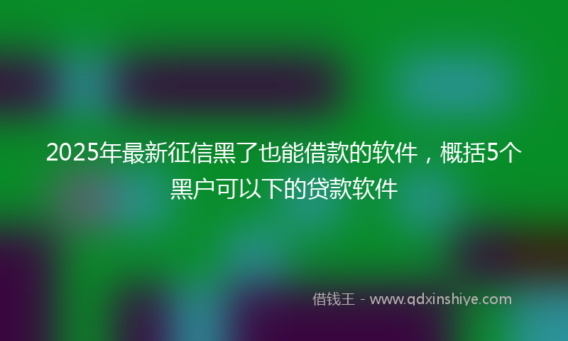2025年最新征信黑了也能借款的软件，概括5个黑户可以下的贷款软件